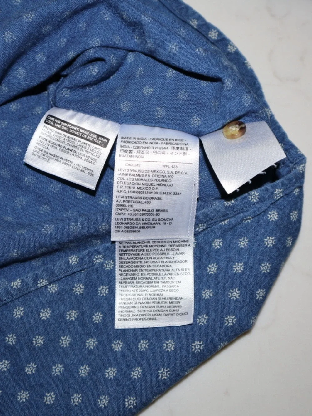 Levi's Blue Printed Denim Western Button-Down Shirt